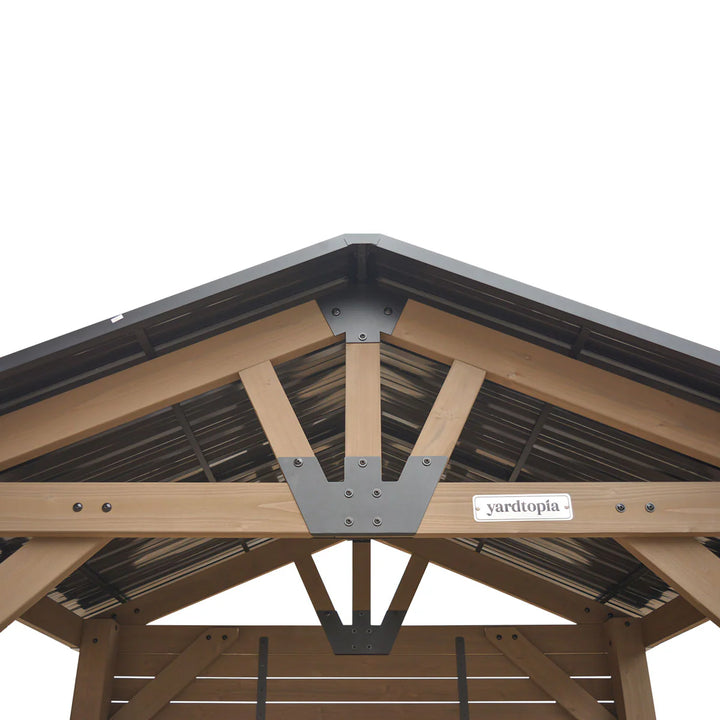 Oslo 2.4m x 1.8m Outdoor Timber & Steel Gable Roof Gazebo - Bar Set by Yardtopia