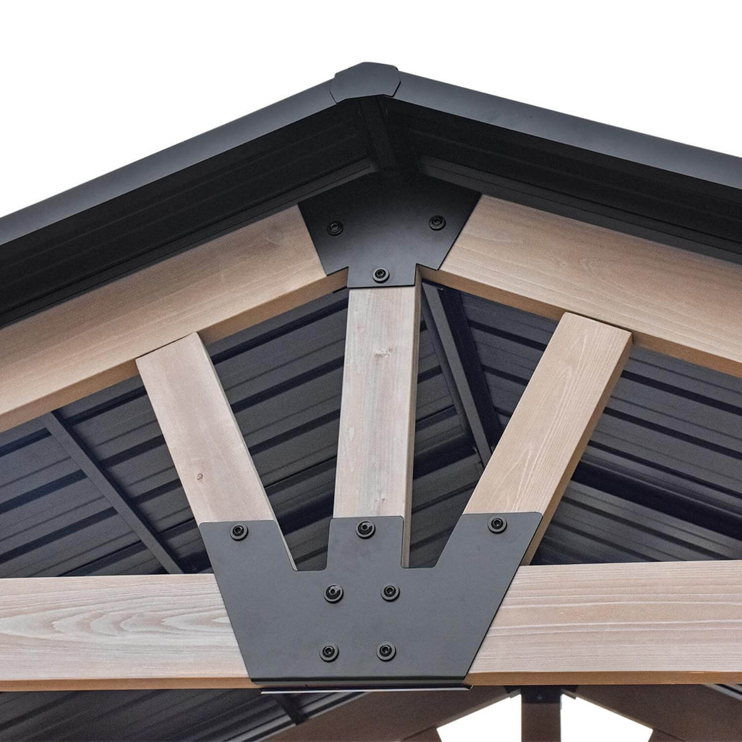 Oslo 2.4m x 1.8m BBQ/Grill Timber & Steel Gable Roof Gazebo by Yardtopia