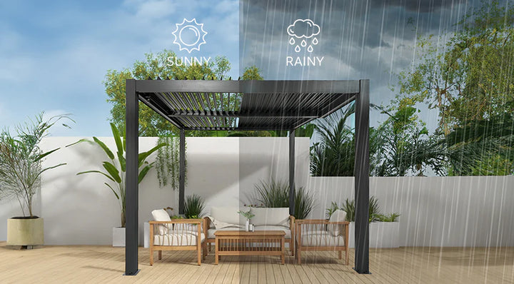 Elmont 3m x 3m Aluminium Pergola with Adjustable Louvre Set by Yardtopia