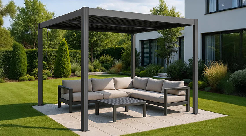 Elmont 3m x 3m Aluminium Pergola with Adjustable Louvre Set by Yardtopia