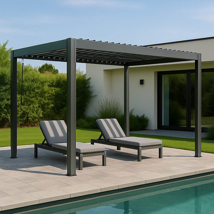 Elmont 3m x 4m Aluminium Adjustable Louvre Pergola by Yardtopia