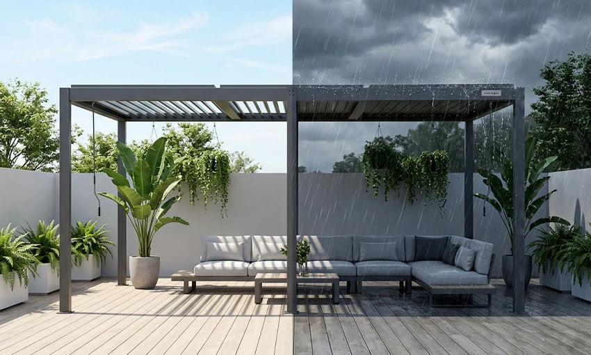 Elmont 3m x 5m Aluminium Adjustable Louvre Pergola by Yardtopia