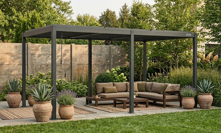 Elmont 3m x 5m Aluminium Adjustable Louvre Pergola by Yardtopia