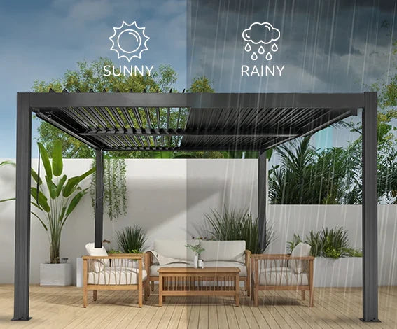 Elmont 3m x 4m Aluminium Adjustable Louvre Pergola by Yardtopia