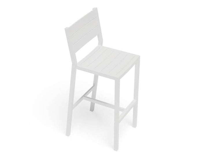 Halki Stool With Backrest - White