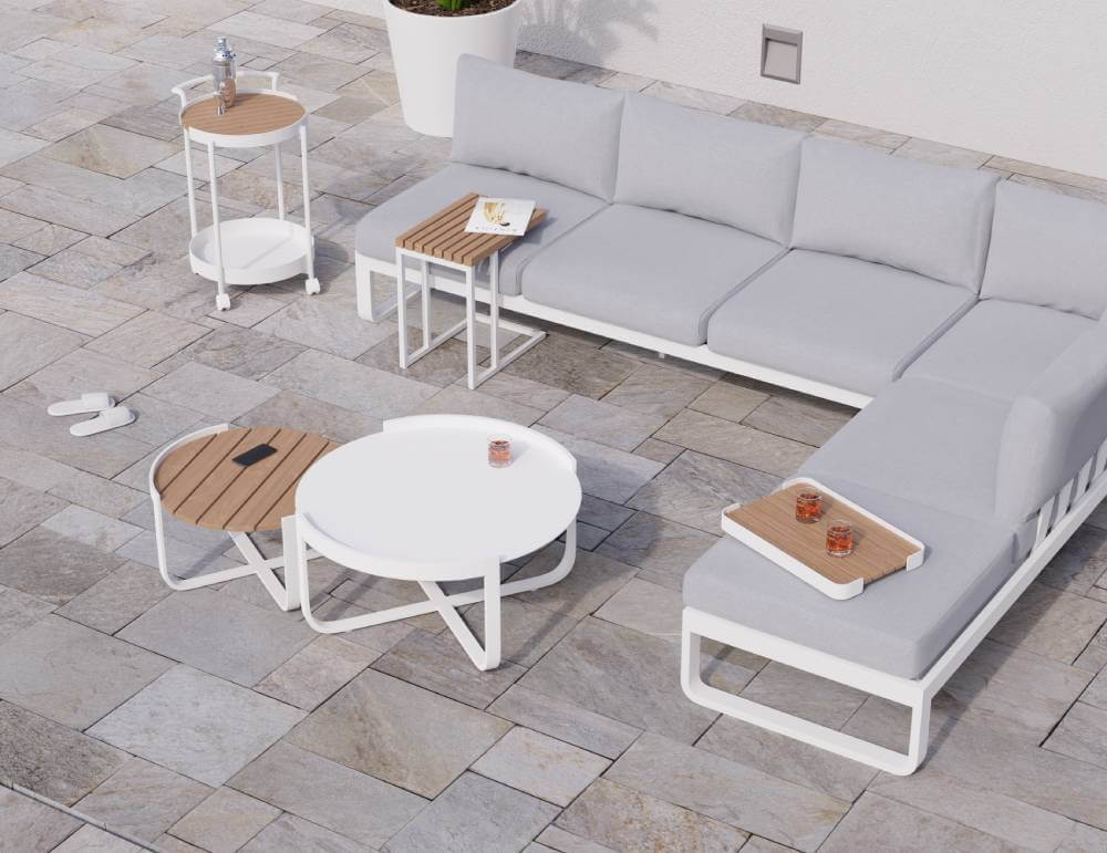 Fino Config E: Outdoor Modular Sofa (Avail in Matt Charcoal & Matt White Frame)