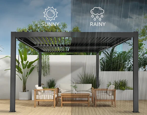 Elmont 3m x 4m Aluminium Adjustable Louvre Pergola by Yardtopia