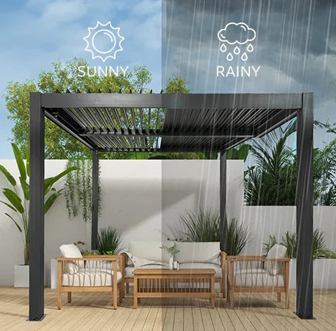 Elmont 3m x 3m Aluminium Pergola with Adjustable Louvre Set by Yardtopia