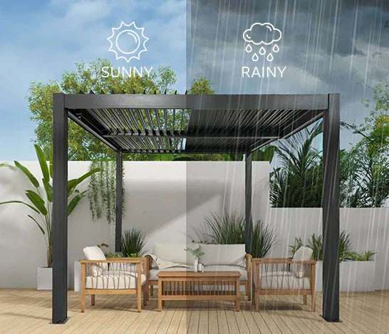 Elmont 3m x 3m Aluminium Pergola with Adjustable Louvre Set by Yardtopia