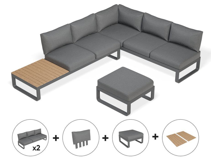 Fino Config F: Outdoor Modular Sofa (Avail in Matt Charcoal & Matt White Frame)