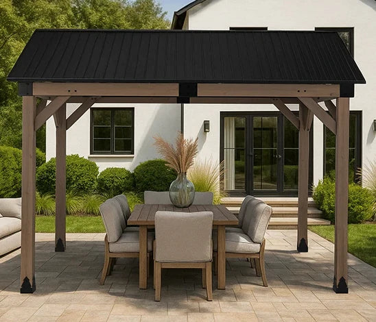 Fremantle 3.6m x 3m Timber & Steel Gable Roof Gazebo by Yardtopia