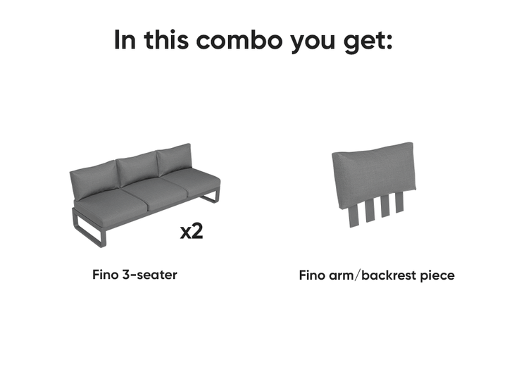 Fino Config E: Outdoor Modular Sofa (Avail in Matt Charcoal & Matt White Frame)