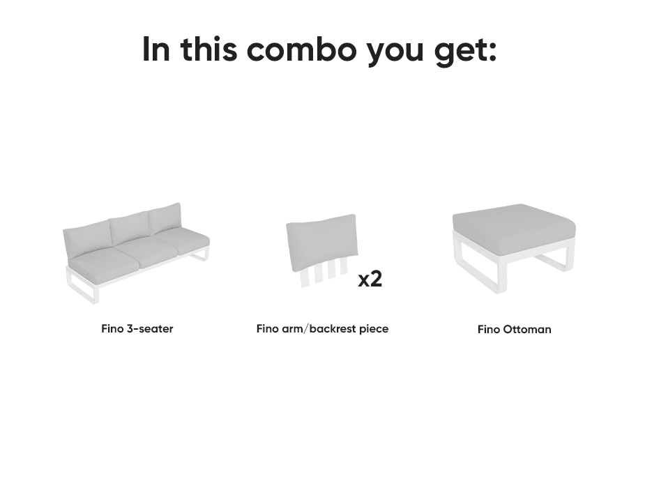 Fino Config C: Outdoor Modular Sofa (Avail in Matte Charcoal & Matte White Frame)