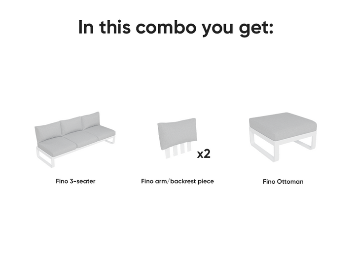 Fino Config C: Outdoor Modular Sofa (Avail in Matte Charcoal & Matte White Frame)
