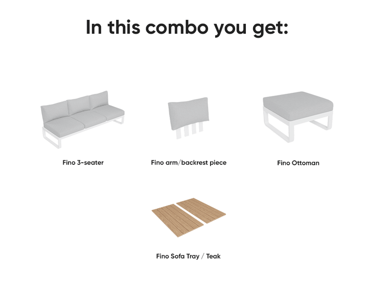 Fino Config D: Outdoor Modular Sofa (Avail in Matt Charcoal & Matt White Frame)