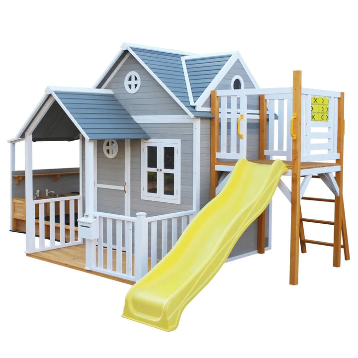 Kidzshack Jolly Shack Cubby House (with Slide, Mud Kitchen & Swing Options)