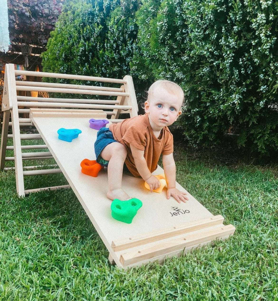 Climba Kids Rock Climbing Wall Frame And Slide (Compatible with ClimbA, Mini ...