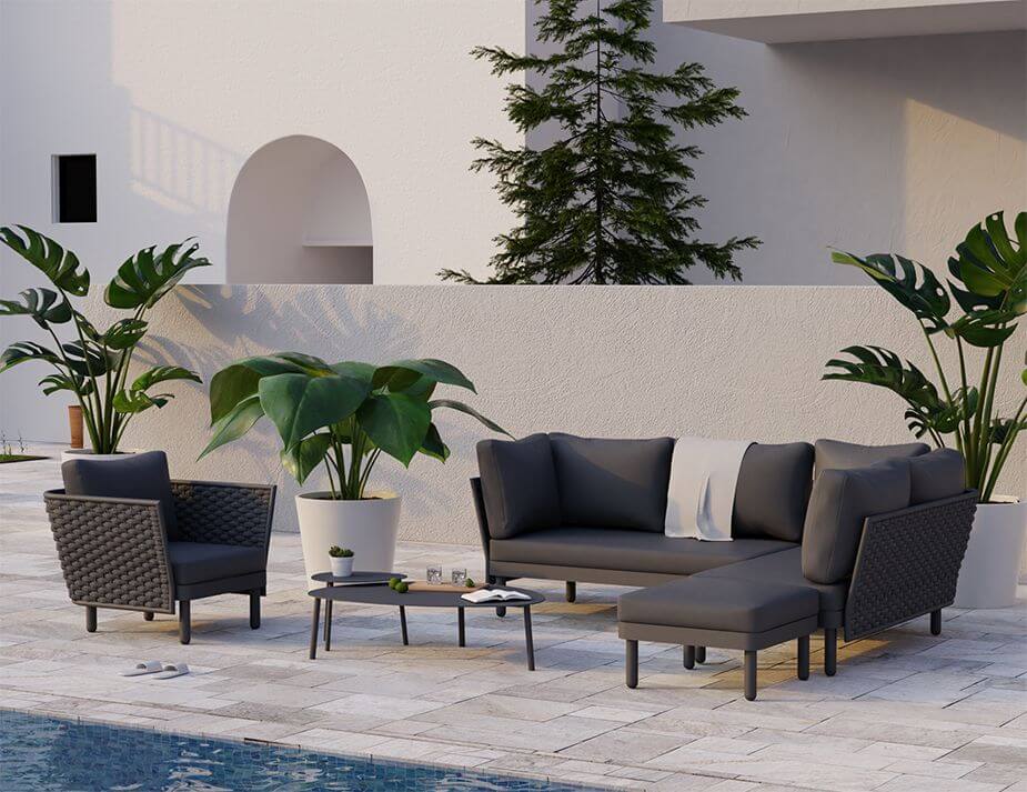 Siano Modular Left Arm 2 Seater - Outdoor (Available in White & Charcoal)