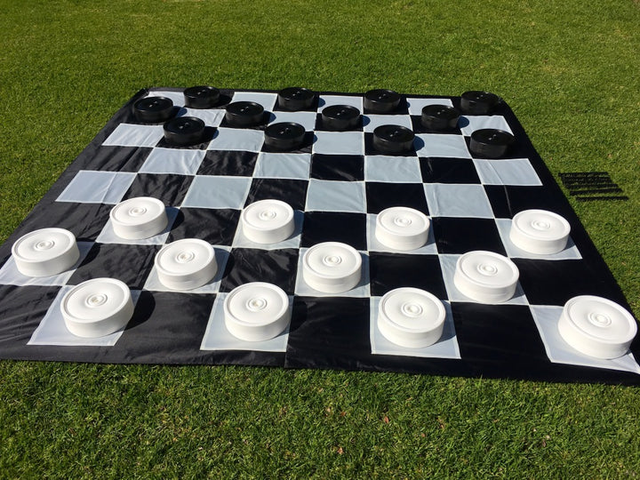 Giant Size Outdoor Draughts Checkers Game Set w/Mat 3x3m