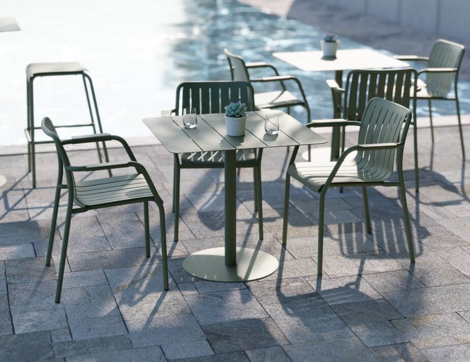Roku Outdoor Armchair - No Cushion (Avail in Eucalyptus Green, White & Charcoal)