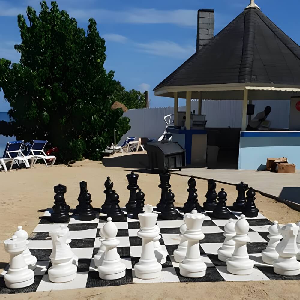 Giant Size Plastic Outdoor Chess Game Set w/Plastic 3m Mat