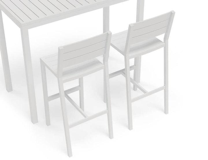 Halki Stool With Backrest - White