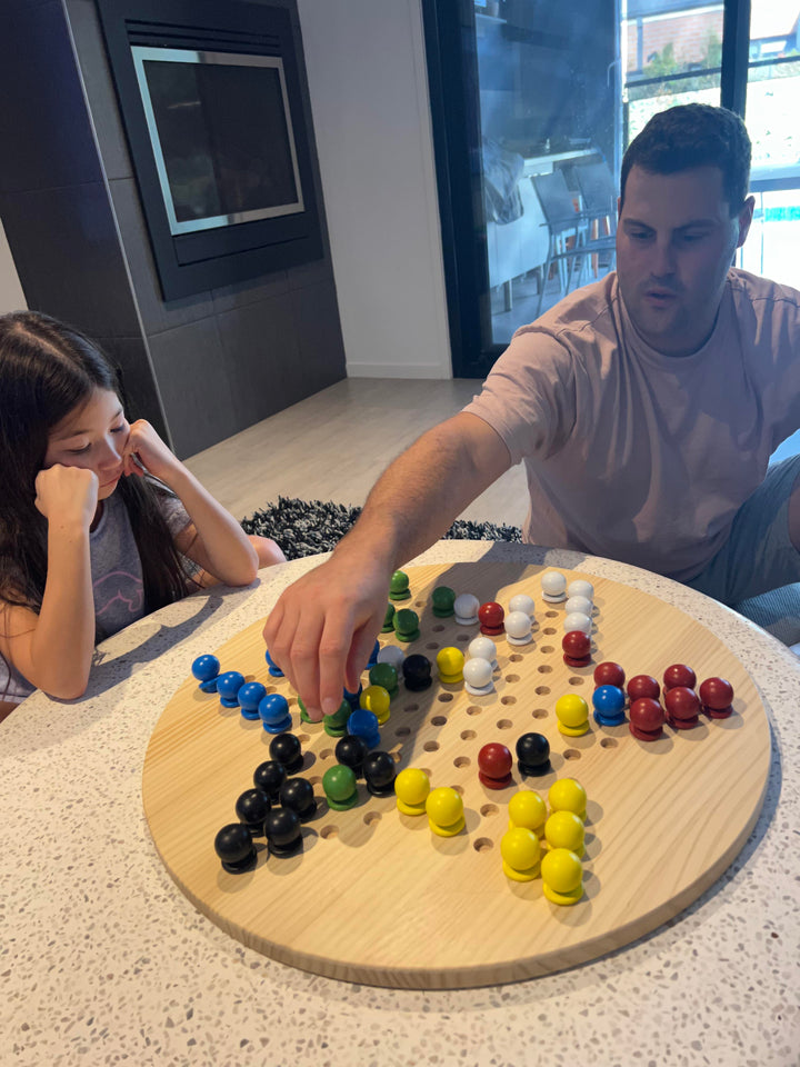 Wooden Giant Chinese Checkers  & Solitare Game 60cm Diameter