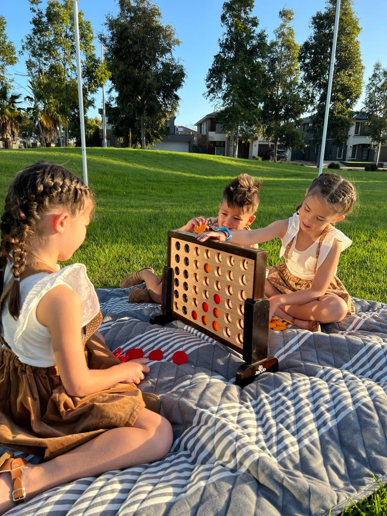 Mini Four In A Row Polished Hardwood 52x16x40cm Outdoor/Indoor Jenjo Boardgame