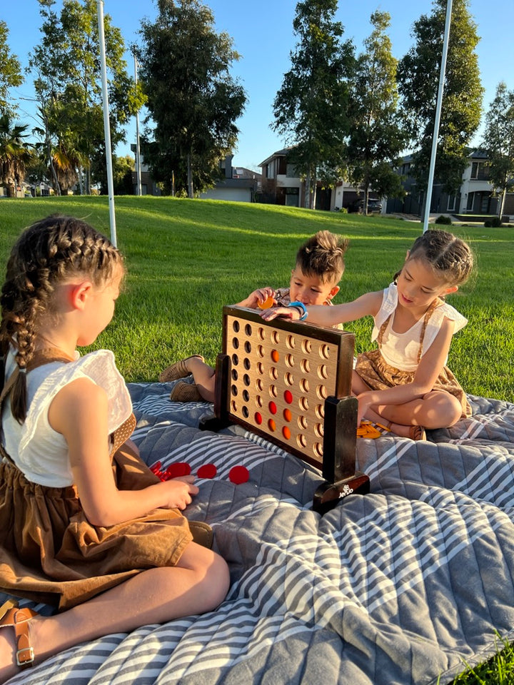 Mini Four In A Row Polished Hardwood 52x16x40cm Outdoor/Indoor Jenjo Boardgame