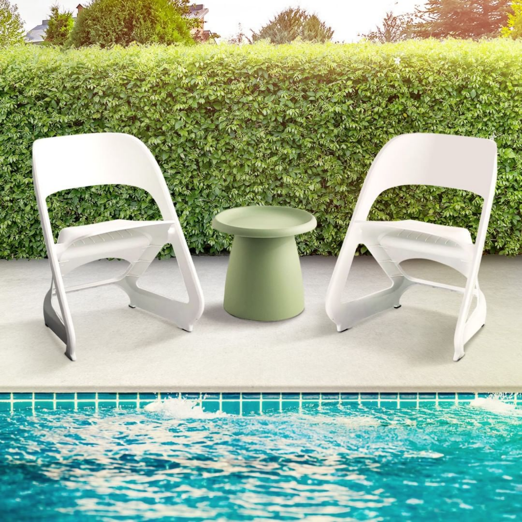 Nordic Stackable Lounge Chairs  Set of 4 White