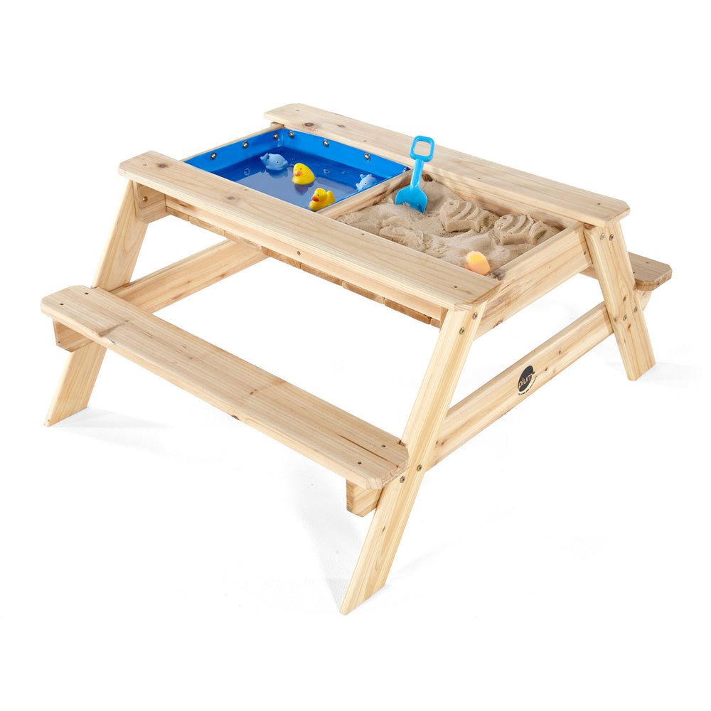 Sandpit picnic table for kids by plum play for sensory play