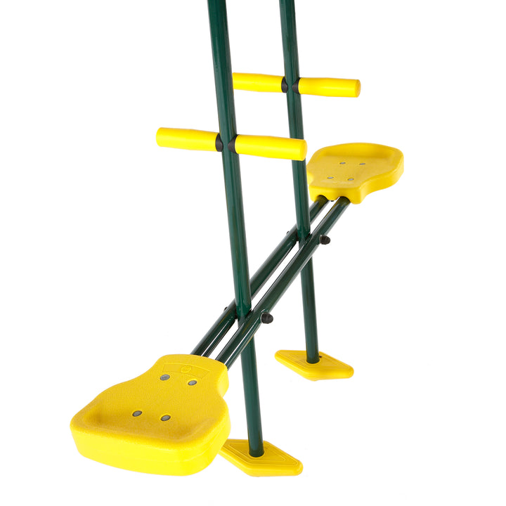 glider on backyard swing set and playset for kids