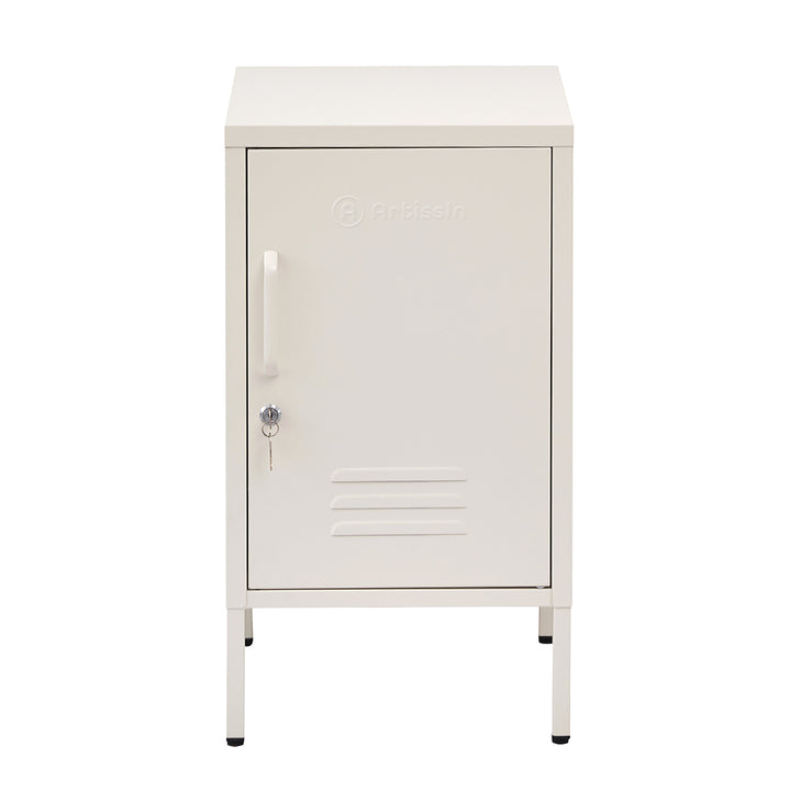 ArtissIn Metal Locker Cabinet Cupboard Bedside Table White