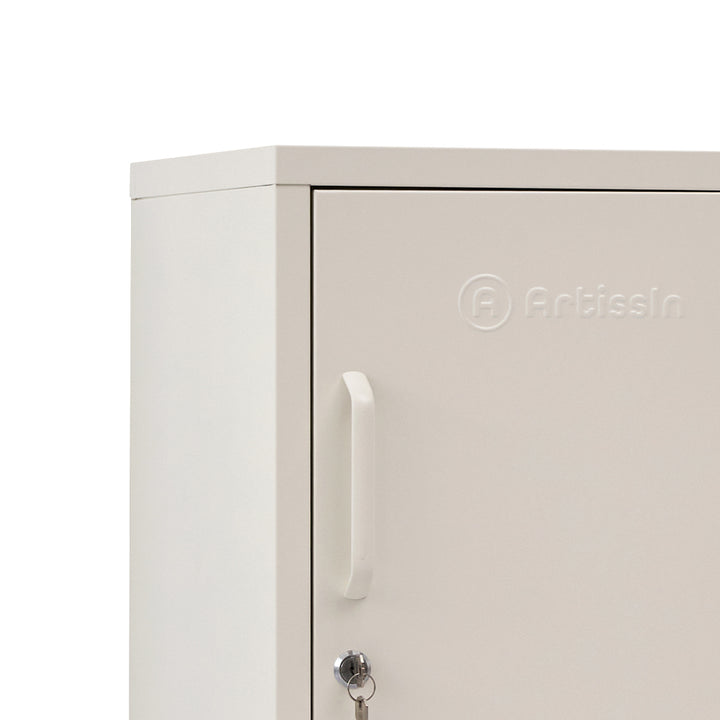 ArtissIn Metal Locker Cabinet Cupboard Bedside Table White