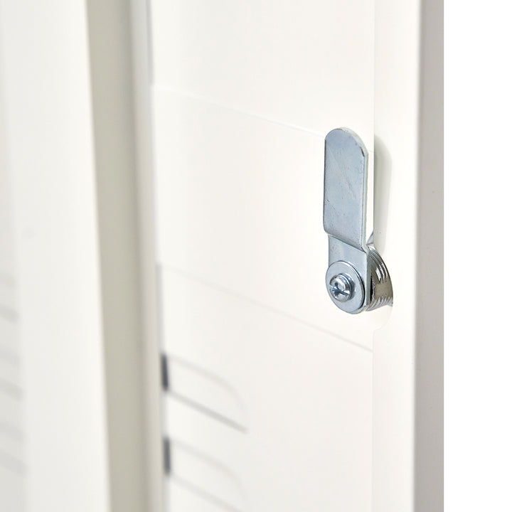 ArtissIn Metal Locker Cabinet Cupboard Bedside Table White