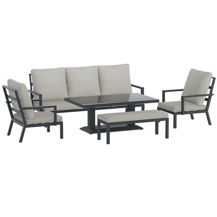 Outdoor 7-Seater Lounge Set Aluminium Bench w/Cushions