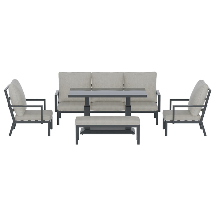 Outdoor 7-Seater Lounge Set Aluminium Bench w/Cushions