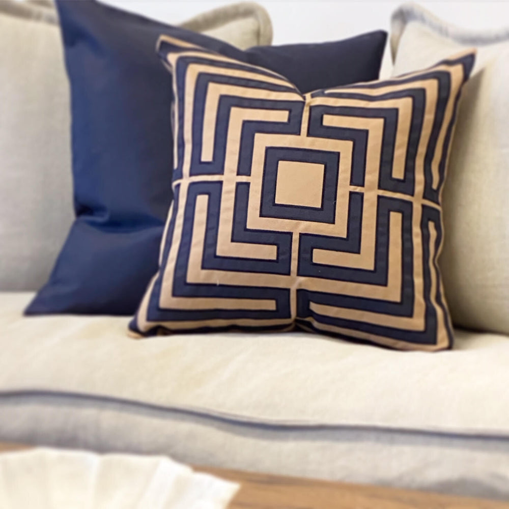 Acapulco Navy and Beige Cushion Cover - The  Best Backyard