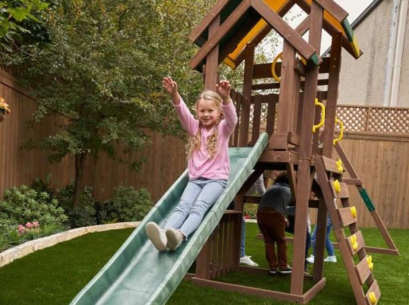 slide and climbing wall on playset