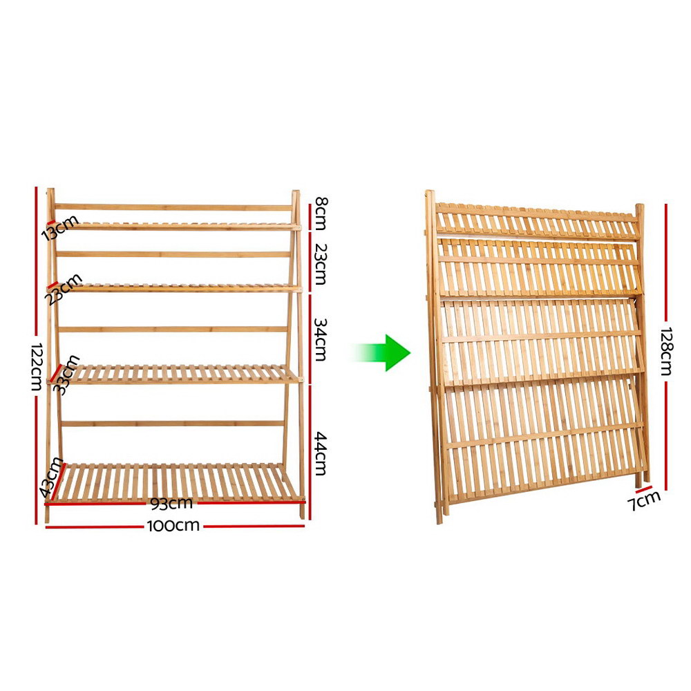 Artiss Bamboo Wooden Ladder Shelf Plant Stand Foldable - The  Best Backyard