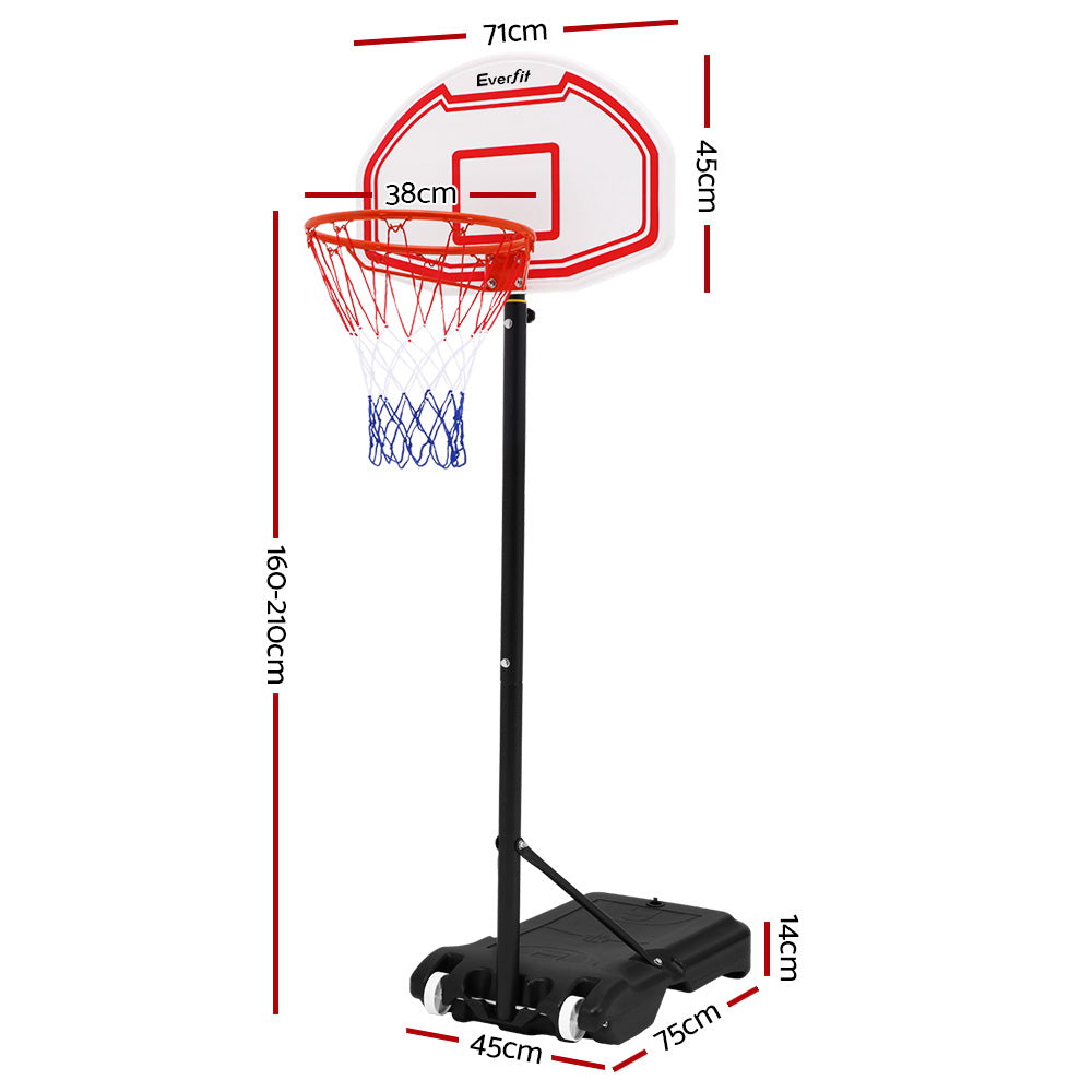 Everfit 2.1M Adjustable Portable Basketball Stand Hoop System Rim White