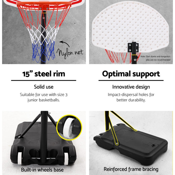 Everfit 2.1M Adjustable Portable Basketball Stand Hoop System Rim White
