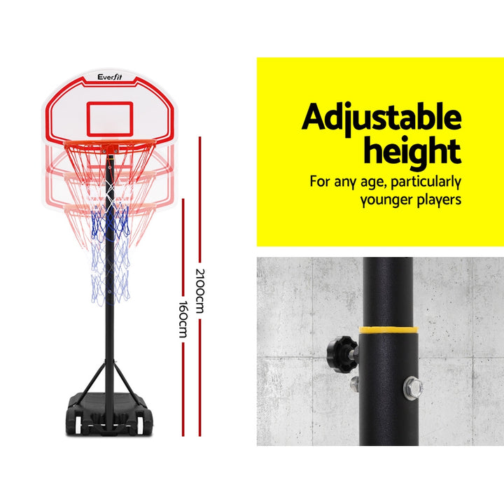 Everfit 2.1M Adjustable Portable Basketball Stand Hoop System Rim White