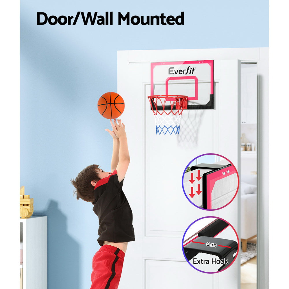 Everfit Mini Basketball Hoop Door Wall Mounted Kids Sports Backboard Indoor Red
