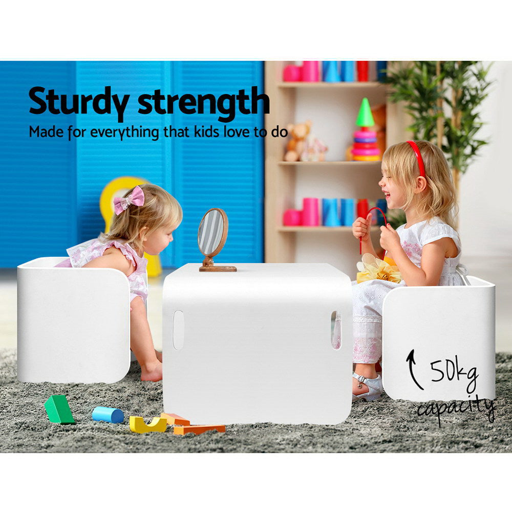 Scandi 3 PC Kids Table Chair Set White Desk Activity Compact Children