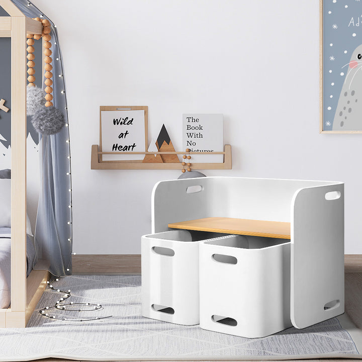 Scandi 3 PC Kids Table Chair Set White Desk Activity Compact Children