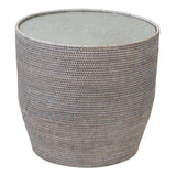 Verandah Rattan Side Table with Glass