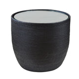Caribbean - Black Rattan Side Table with Glass Top