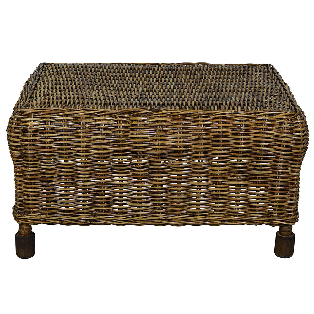 Theo and Joe Plantation Rattan Ottoman - The  Best Backyard