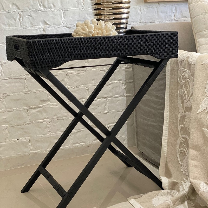 Caribbean Butlers Tray Rattan Black - The  Best Backyard